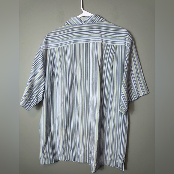 Tommy Bahama Men's Blue/Green Striped Shirt 100% Silk Size Small - Picture 3 of 4